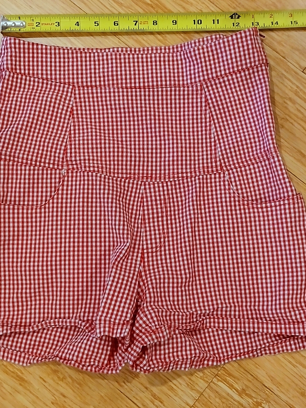High-Waist Red Gingham Women’s Shorts